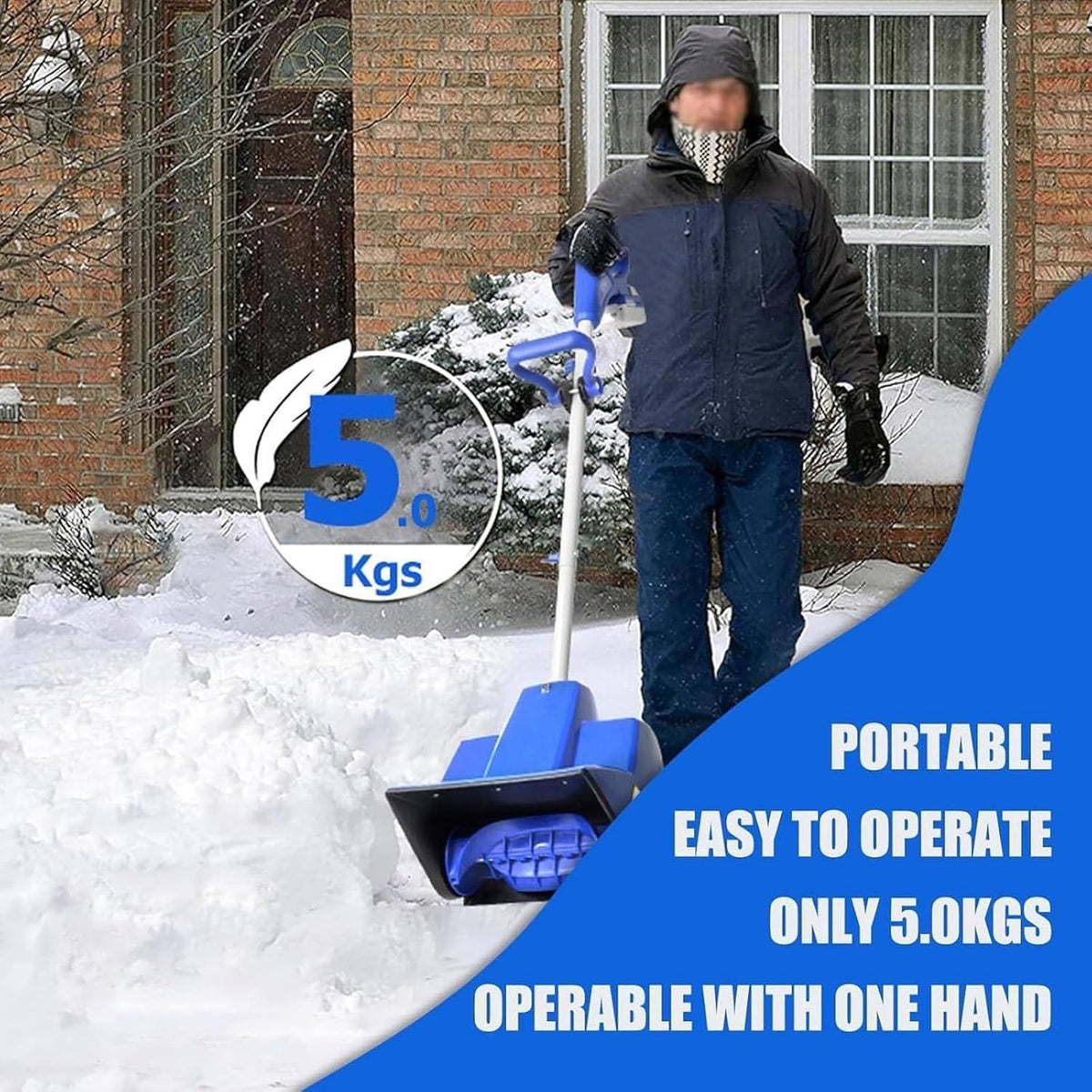 Pelle À Neige sans Fil 1200 W avec Batterie - Largeur De Déblaiement De 32 Cm, Portée De 8 M Et Profondeur De Pénétration De La Neige De 16 Cm, pour Le Déneigement des Allées,Terrasses,A,Yellow