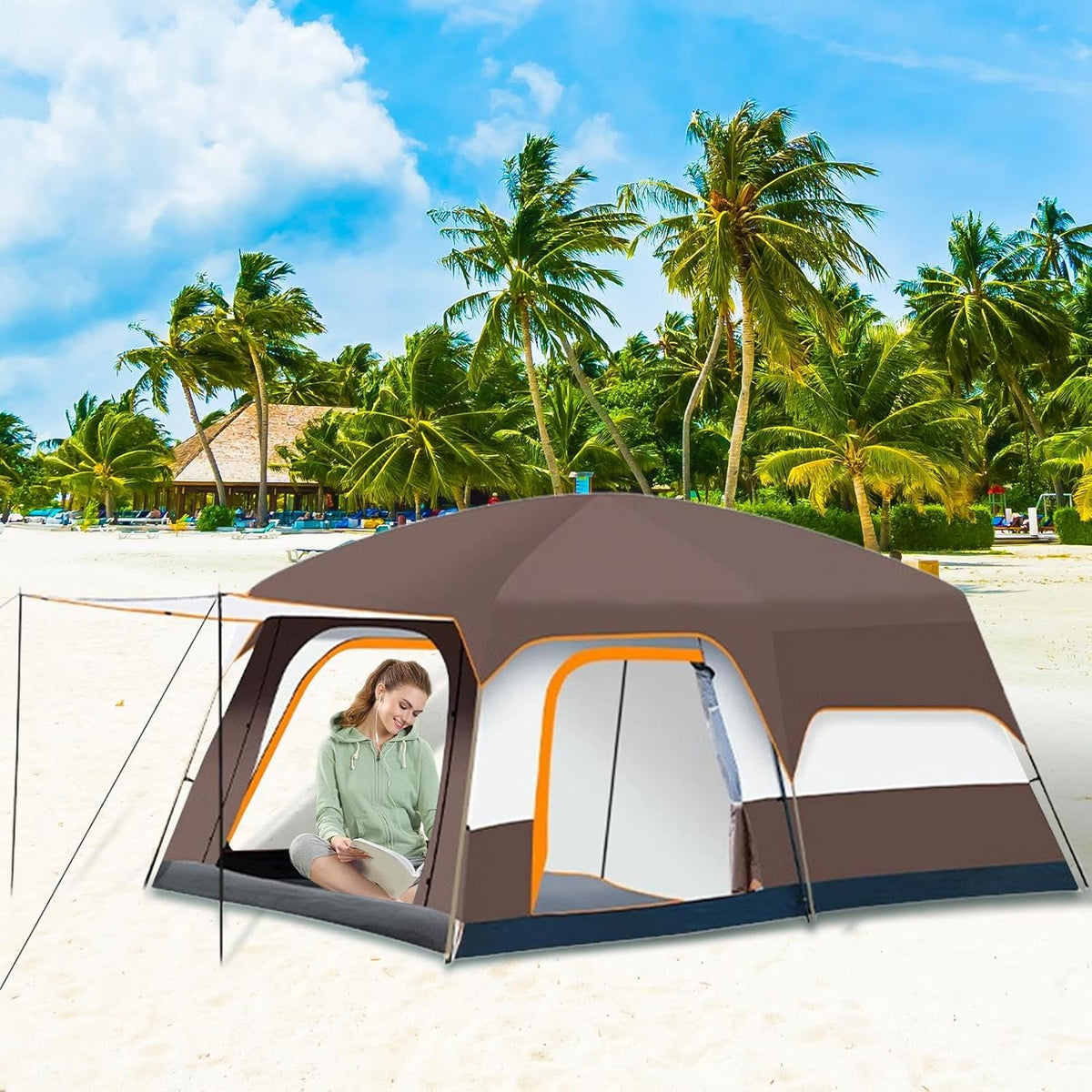 Tente Familiale - Grandes Tentes Cabine Multi-Chambres - Abri Résistant aux Intempéries pour Randonnée Festivals Plage Nuits en Extérieur