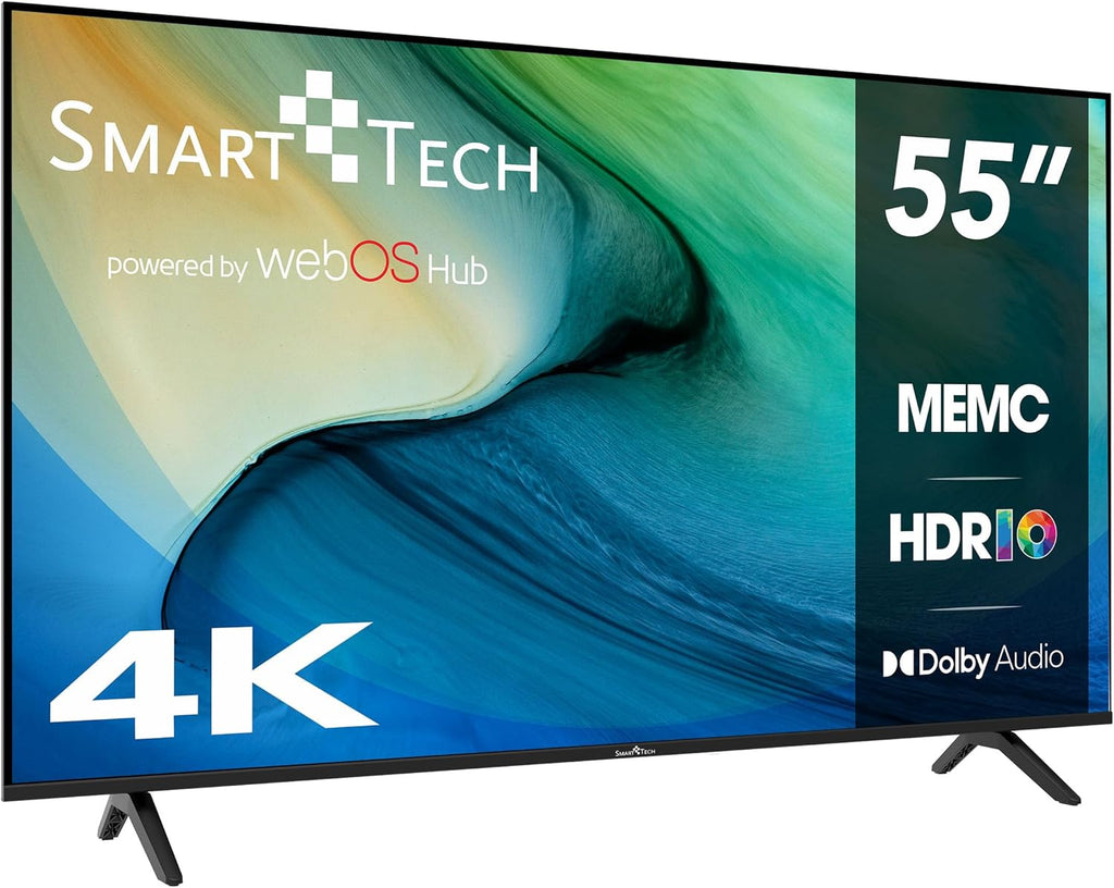 Smart Tech TV LED 4K UHD 55' (139 cm) Smart TV Web OS-55UW02K- Molotov, Netflix, Prime Video, Disney+ - 3xHDMI - 2xUSB - MEMC- Dolby Audio