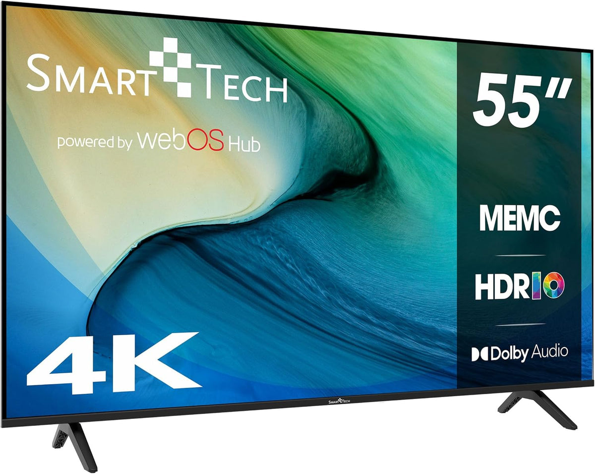 Smart Tech TV LED 4K UHD 55' (139 cm) Smart TV Web OS-55UW02K- Molotov, Netflix, Prime Video, Disney+ - 3xHDMI - 2xUSB - MEMC- Dolby Audio