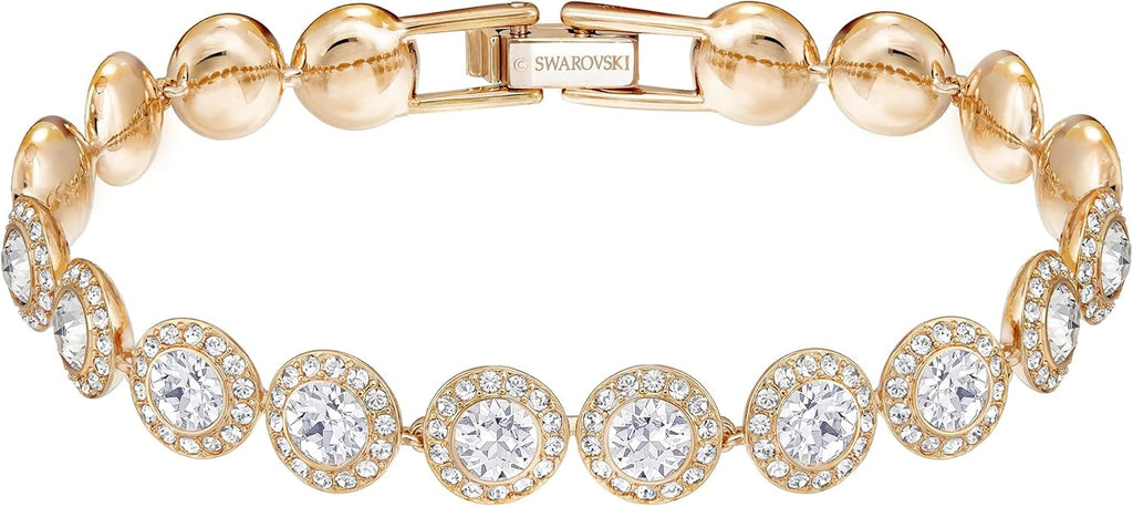 Bracelet Angelic Swarovski blanc, plaqué or rose (taille : 6 3/8")