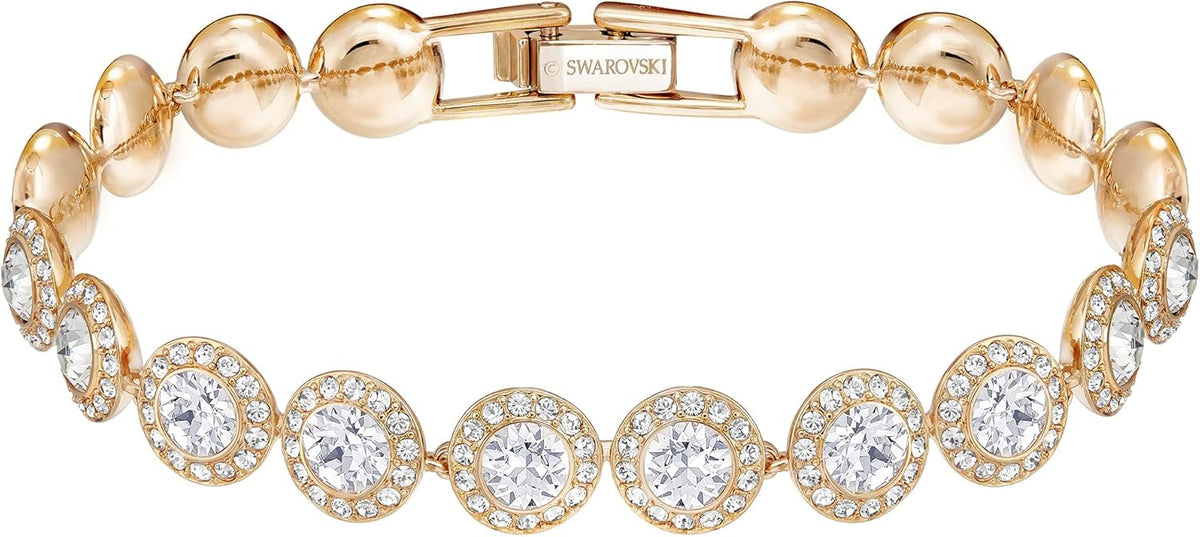 Bracelet Angelic Swarovski blanc, plaqué or rose (taille : 6 3/8")