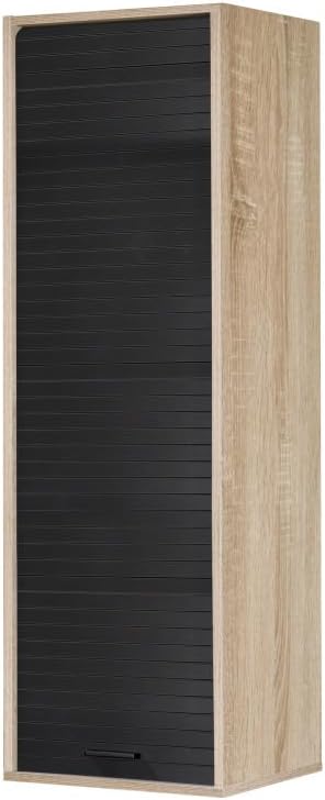 SIMMOB Meuble de Cuisine Haut Chêne Rideau Noir 4 Niches L 40 H 123.6 P 35 cm