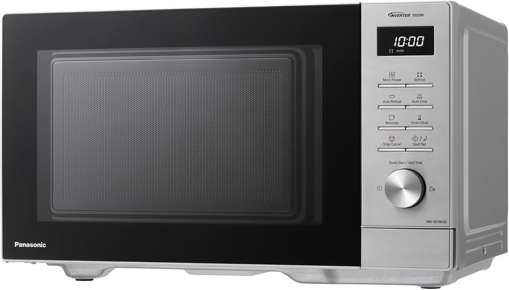 Panasonic NN-SD36QSEPG 29L Four à Micro-Ondes Solo en acier inoxydable, 1000W, Décongélation Automatique, 11 Programmes Automatiques, Molette