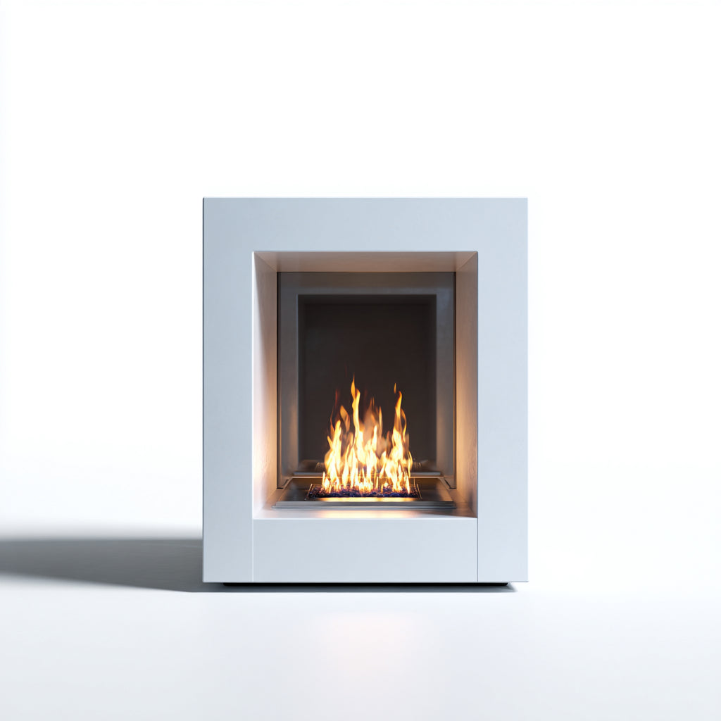 Cheminée au bioéthanol cadre MDF 70x28x80 cm - blanc - design minimaliste