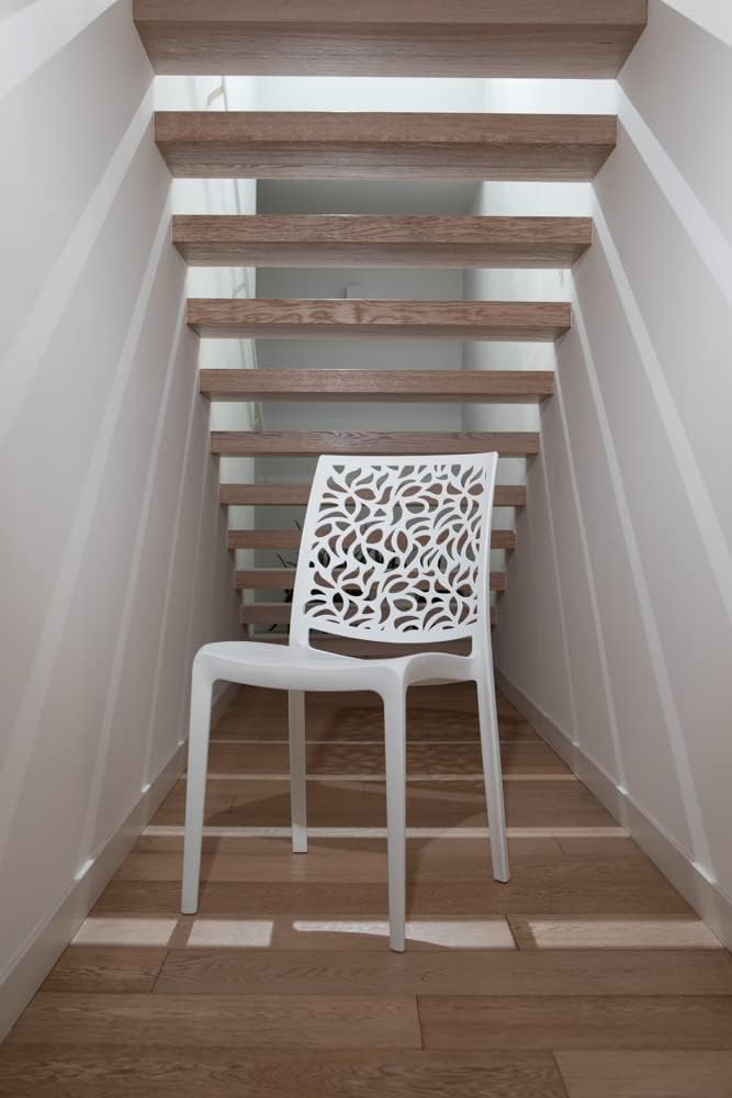 SIEDITI FUORI E DENTRO Chaises en résine avec Fibre de Verre empilables pour intérieur/Cuisine/Salle à Manger et extérieur/Jardin Anna (4 Chaises, Blanc)
