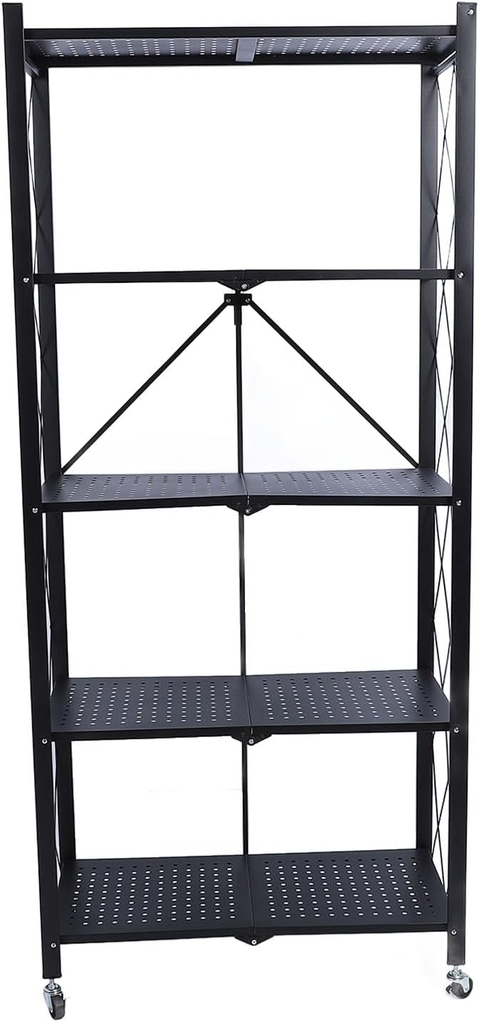 Aramox Étagères de Rangement Pliables Durables avec roulettes pour Organiser Les Maisons, Garages, Entrepôts, Aucune Installation Requise (5 Niveaux)