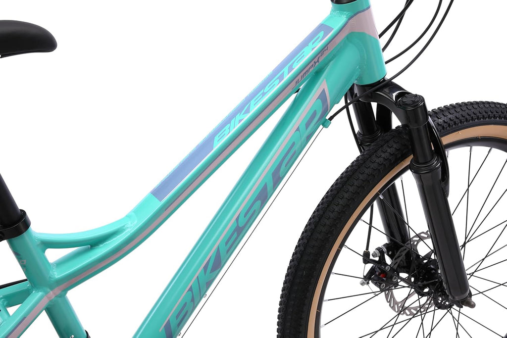 BIKESTAR VTT Vélo Tout Terrain pour Enfants de 10-13 Ans | Bicyclette 24 Pouces 21 Vitesses Shimano, Hardtail, Freins Disc, Suspension