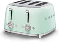 Smeg, Grille-pain 4 Tranches TSF03PGEU, 4 Fentes 36 mm, 6 Niveaux de Brunissage, Fonction Chauffage, Décongélation et Bagel, Éjection Automatique du Pain, 2 Ramasse Miettes, 2000 W, Vert Pastel
