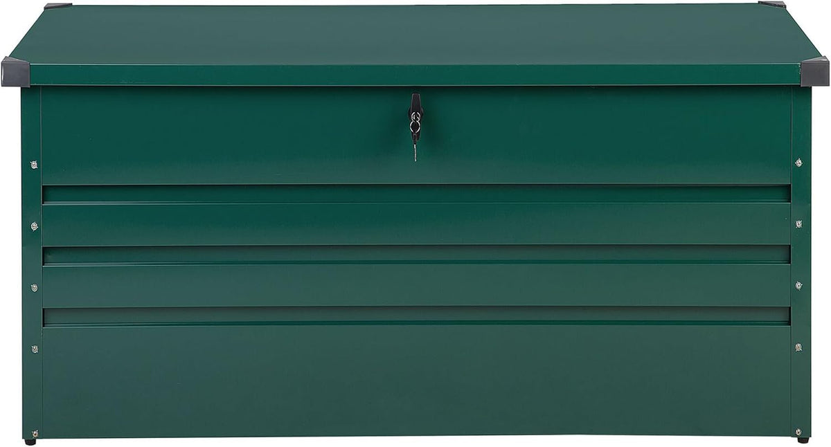 Beliani Coffre de Rangement Extérieur 132 x 62 cm 400 Litres en Acier Galvanisé Vert Idéal pour les Accessoires de Jardin Durable et Décoratif