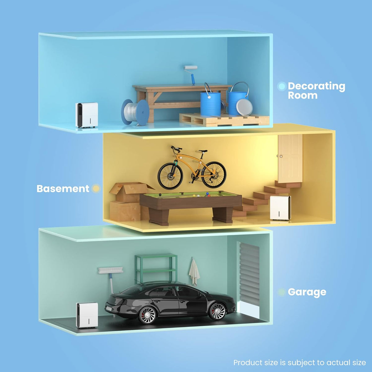 Déshumidificateur 50L/jour, 4 Modes, Mode Intelligent, Sèche-linge, Minuterie 24H,Grand Réservoir 6L, Drainage continu, Pour pièce de 100m²/250m³, MDDP-50DEN7, Garage, Sous-sol