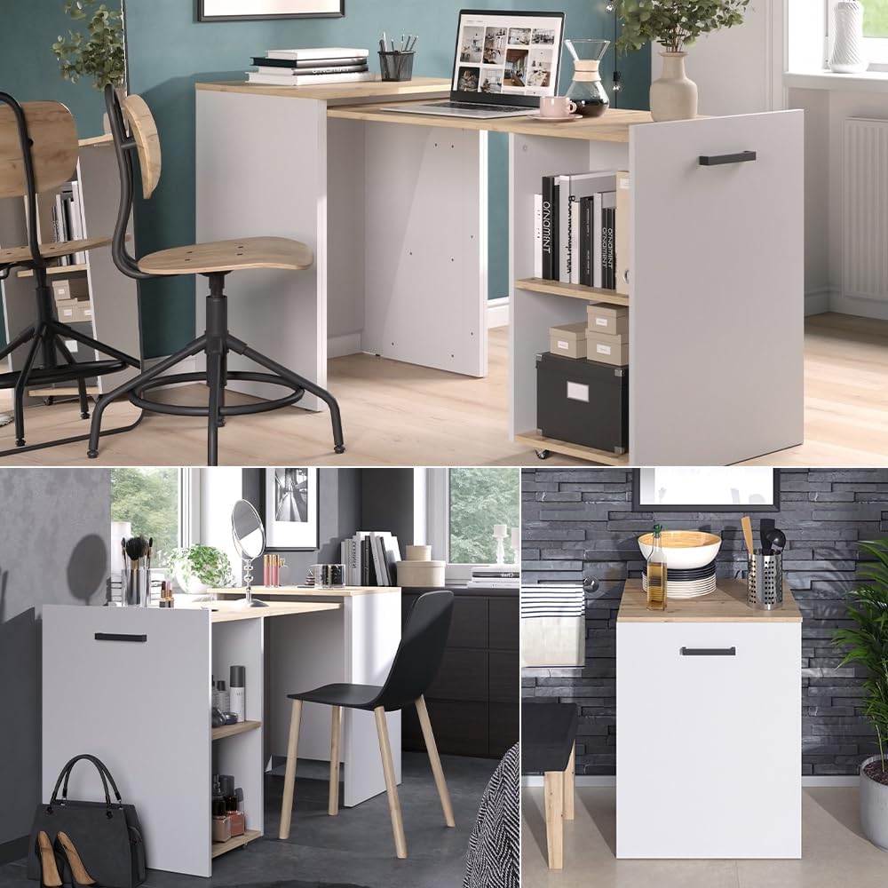 Vicco Bureau Adam, Greige/Chêne Artisan, 60 x 50.4 cm Extensible