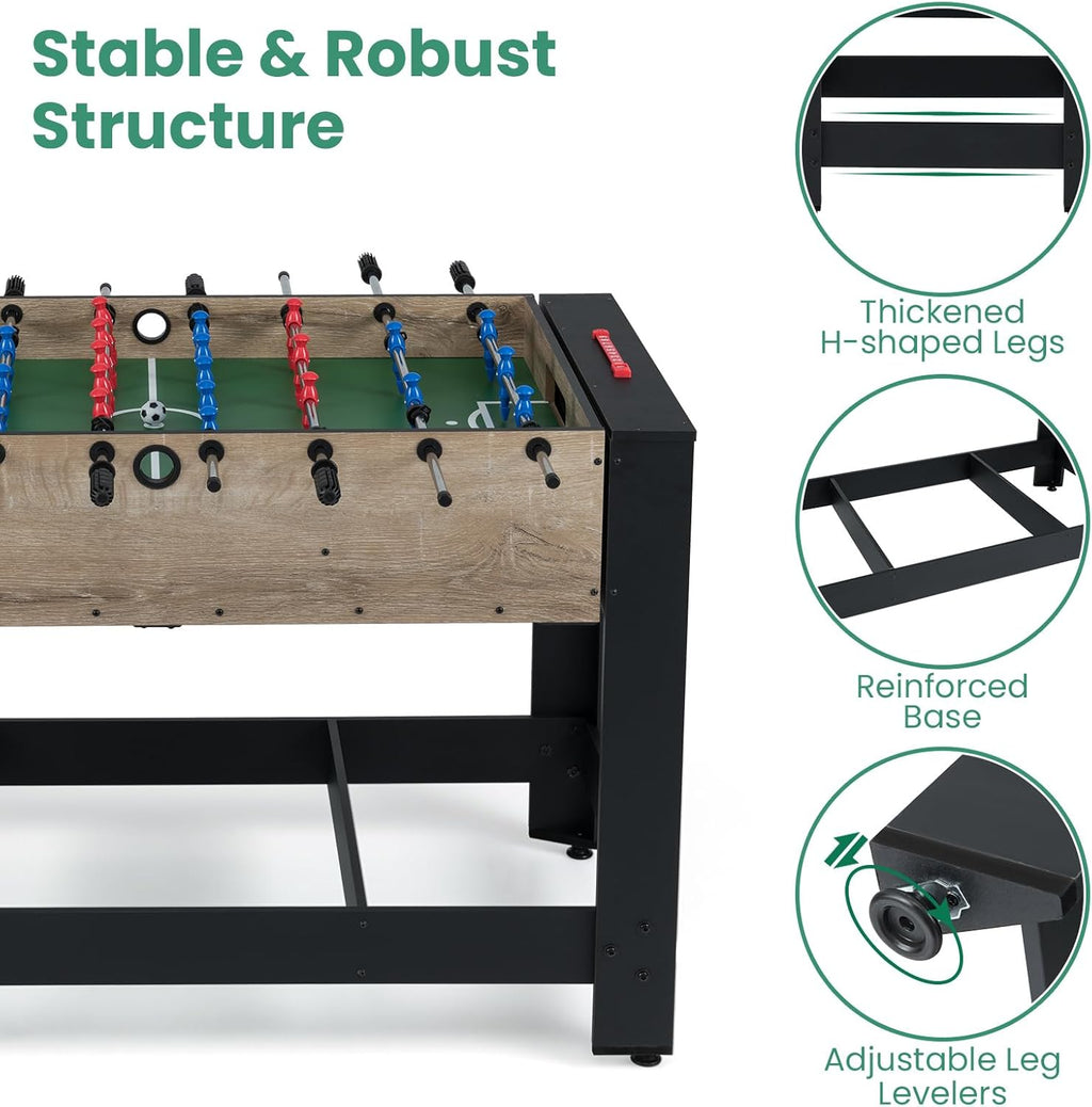 HOMASIS 2 en 1 Table de Jeu Multifonction Pliable avec 2 Boules et Marque-Points, Table de Billard avec 2 Queues et Triangle de Maison, 122 x 60,5 x 81,5 cm