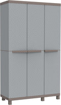 Terry - C-Rattan 102a, Armoire d'Intérieur et d'Extérieur Multifonction, 3 Portes à Effet Rotin, 2 Compartiments Intérieurs Séparés