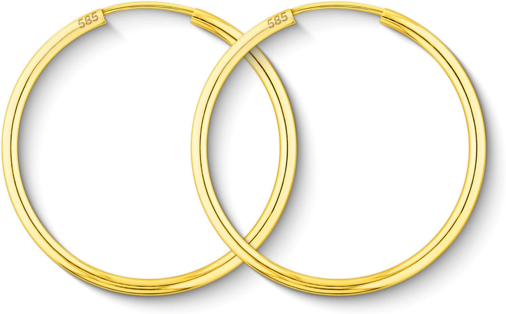 EDELIND Boucles d'Oreilles Rondes 30 mm Or Jaune 750 585 375 333 Largeur 2 mm Bijoux Femme avec Boîte Cadeau Bijoux