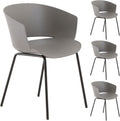 IDIMEX Lot de 4 chaises de Jardin NIVEL Fauteuil d'extérieur en Plastique Gris résistant aux UV et Pieds en métal Noir