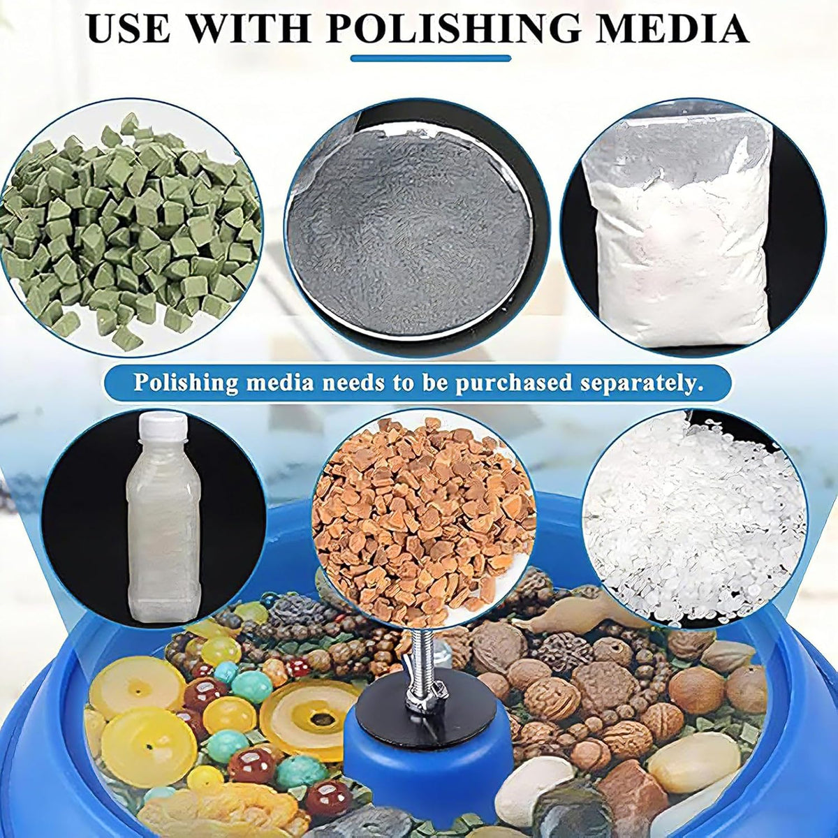 LXPINGMM Polisseuse vibrante électrique 3,5/6,2/12 L, pour Le Polissage de pièces métalliques et de Bijoux. Tambour de Polissage S