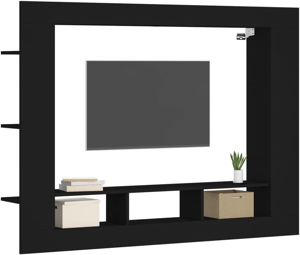 LLEZKBR Armoires et rangement-Meuble TV en bois d'ingénierie Noir 152 x 22 x 113 cm