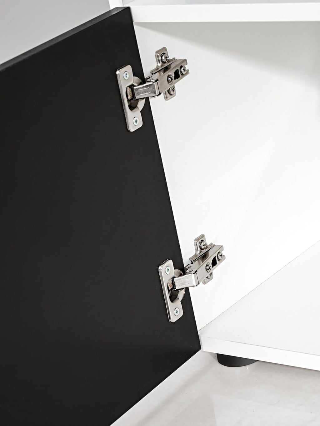 Komodee, Meuble Banc TV Urbino, Noir Blanc, Largeur 140cm x Hauteur 53cm x Profondeur 35cm, sans LED, pour Salon, Chambre
