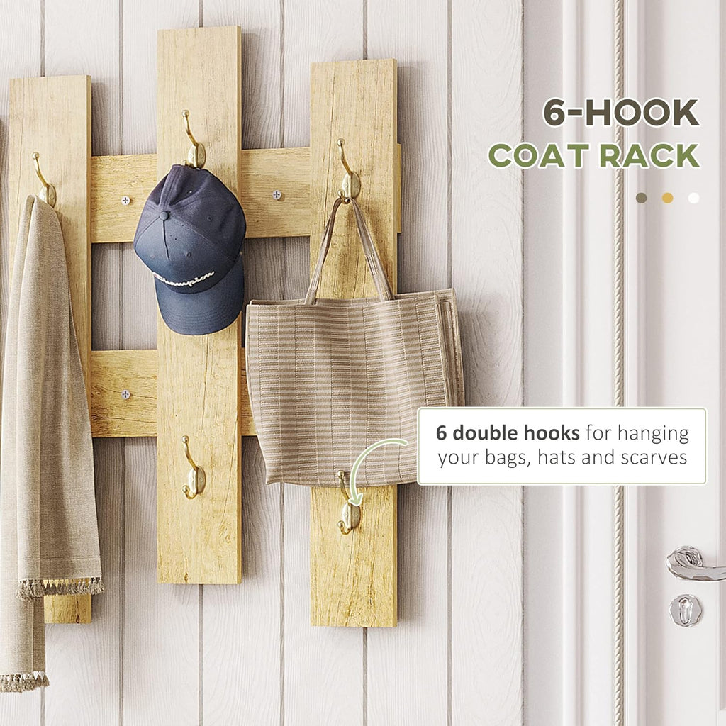 HOMCOM Ensemble d'entrée 3 en 1 avec Cintre, Miroir et Meuble à Chaussures avec Banc en Bois, en Bois et Blanc