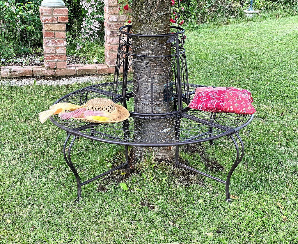 DanDiBo 96003 Banc rond en métal résistant aux intempéries Marron diamètre 130 cm