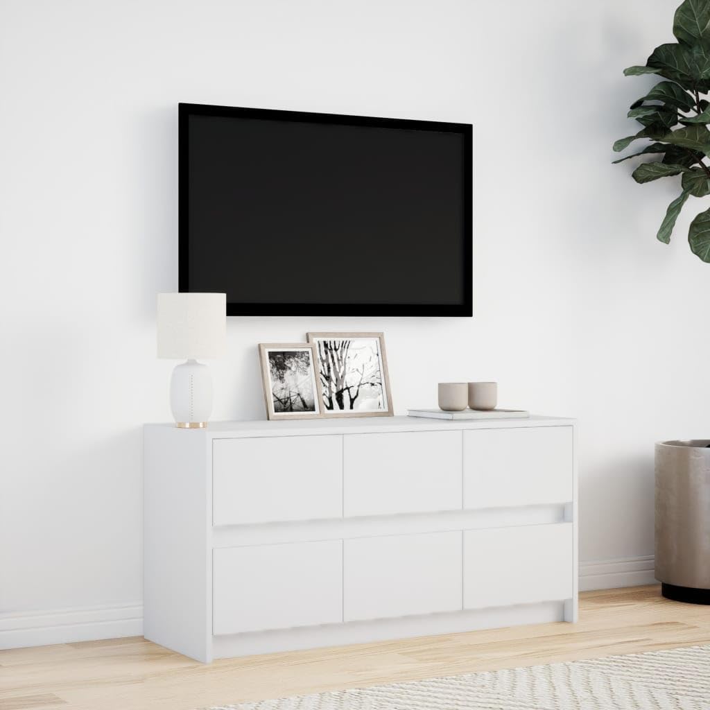 Festnight Meuble TV LED Meuble TV 100 cm Banc TV Table TVTable Television Salon Meubles pour Audio/vidéo Meuble de salon-Blanc-100 cm