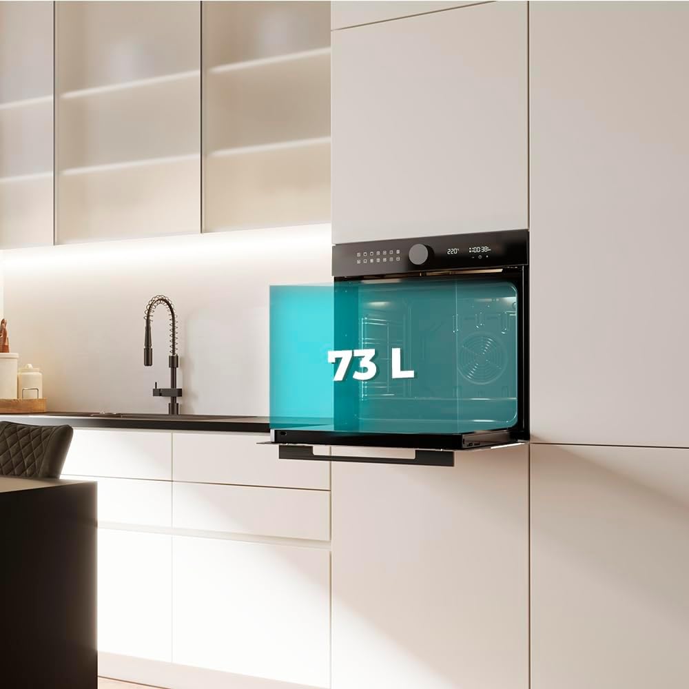 Cecotec Four encastrable pyrolyse Bolero Hexa P516000 Glass Black A.Four multifonctions Capacité de 73 L, 14 fonctions, classe A, 3250 W