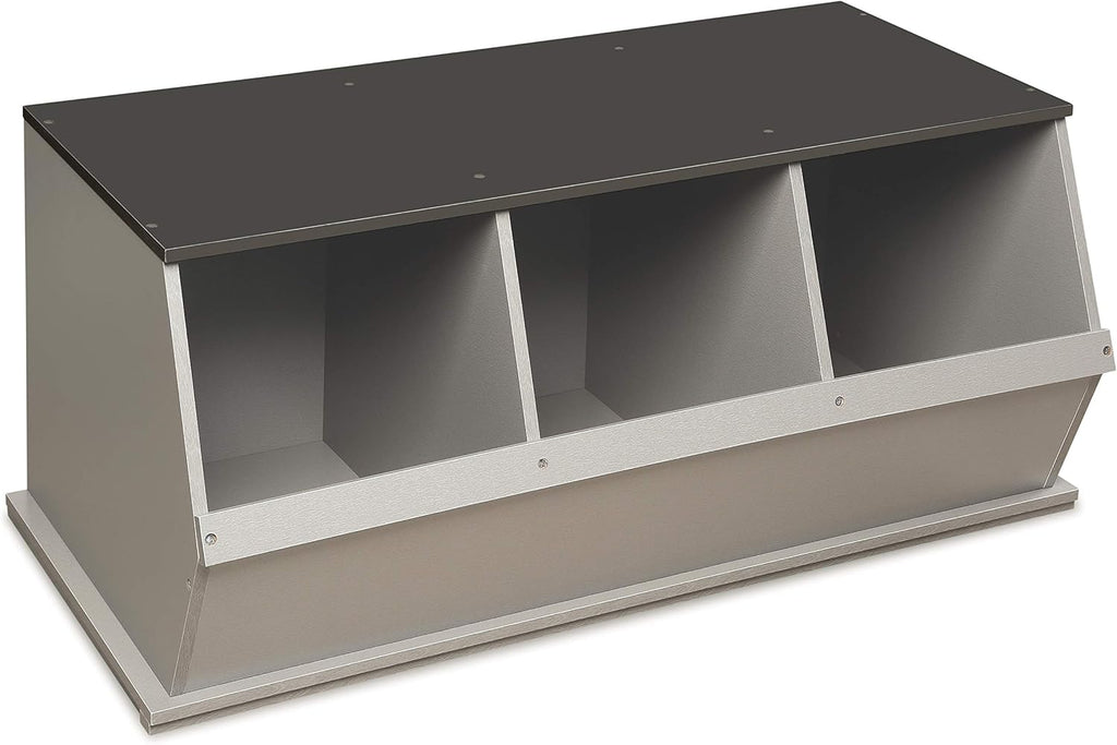 Badger Panier empilable 3 poubelles de rangement ouvert pour jouets de rangement Cubby, gris clair/gris foncé