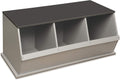 Badger Panier empilable 3 poubelles de rangement ouvert pour jouets de rangement Cubby, gris clair/gris foncé