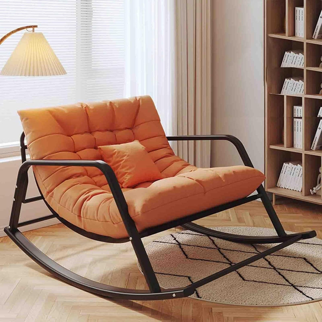 Fauteuils à bascule de jardin, fauteuil à bascule inclinable avec coussin rembourré, pour usage intérieur et extérieur, pour la chambre d'enfant, le porche, le jardin ou la cour arrière. Orange