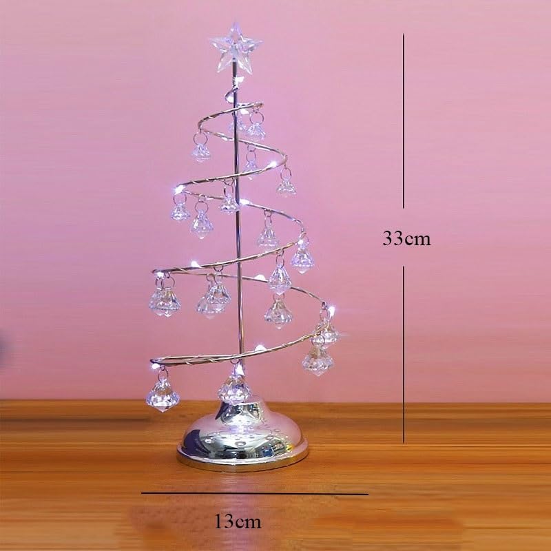 FUHAI-666 Lampe de table Décorations de Noël, arbres cadeaux, tables d'exposition en cristal, ornements, veilleuses Silver