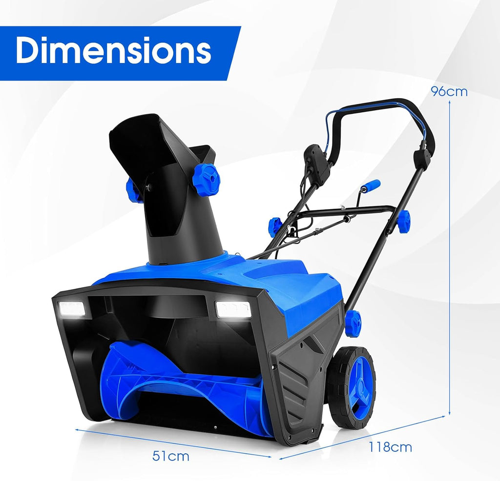 GOPLUS Souffleuse à Neige Électrique 2300 W, Largeur de Travail de 50CM, Déneigeuse Filaire avec Distance de Projection 9 M & Lumières LED, Chasse-Neige Puissant pour Jardins, Trottoirs (Bleu)
