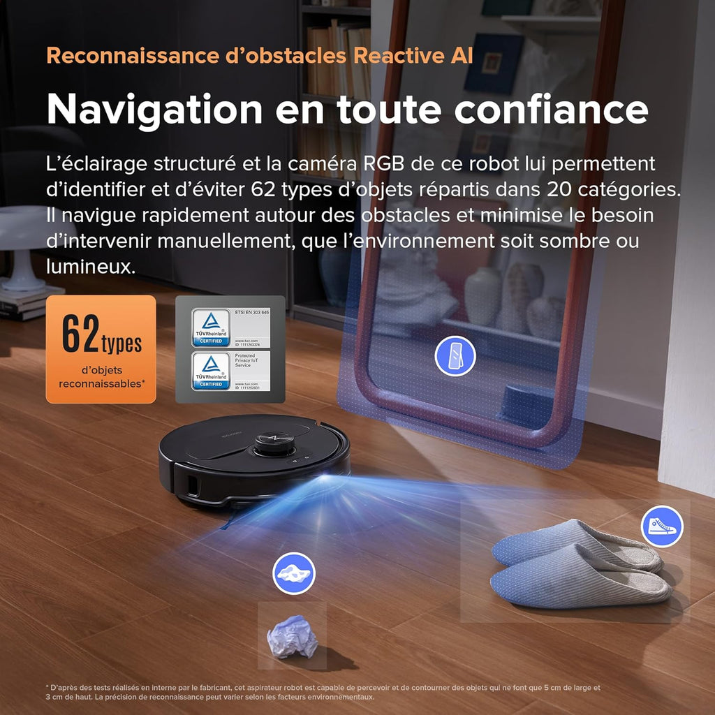 roborock Qrevo Master Set Aspirateur Robot avec FlexiArm Brosse & Serpillière pour Couverture des Coins, Aspirateur Laveur avec Deux Serpillière & Brosse DuoRoller Soutien 10000Pa, Détecter de Saleté