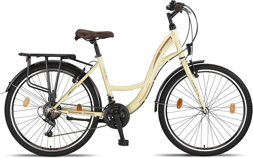 Licorne Bike Stella Premium City Bike 24,26 et 28 pouces – Vélo pour filles, garçons, hommes et femmes – Dérailleur Shimano 21 vitesses – Vélo hollandais