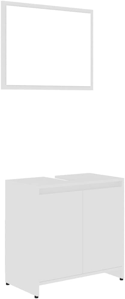 vidaXL Ensemble de Meubles de Salle de Bain 4 pcs, Ensemble de Armoires avec Rangement, Organisateur de Toilette Intérieur, Blanc Bois d'Ingénierie