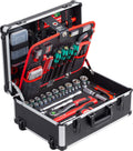 Meister 8973770 Tool Boîte à outils professionnelle remplie de qualité Knipex et Wera, manche télescopique sur roues