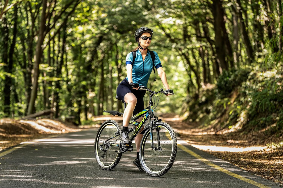 Licorne Bike VTT en V de qualité supérieure de 24 et 26 pouces - Vélo pour garçons, filles, femmes et hommes - 21 vitesses - Suspension complète