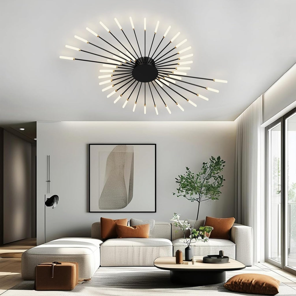 RRBEST Plafonnier LED Moderne Pour Salon,Acrylique Luminaire Plafonnier,Intérieur Design lampes de décoration pour salon chambre à coucher et salle à manger Noir,42 Tête