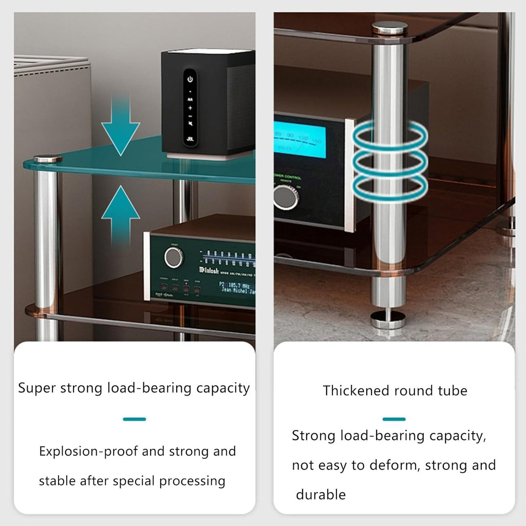 Meuble TV d'angle - Meuble de rangement pour équipement audio, petit meuble multimédia pour chaîne hi-fi et home cinéma, support multimédia pour appareils électroniques, meuble TV avec étagè