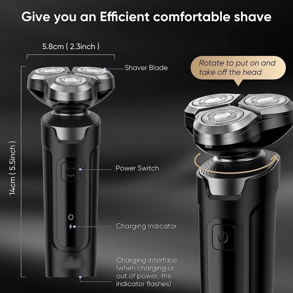 Rasoir électrique SYJYM pour Hommes, Rasoir électrique Rechargeable, Rasoir Rotatif Portable de Voyage, idée Cadeau, Tondeuse à Barbe