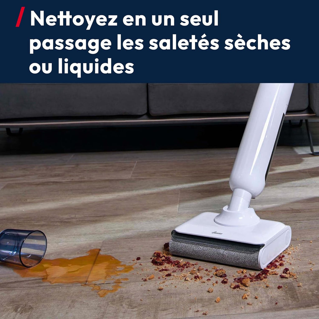 Hoover HW400 Aspirateur Laveur, sans Fil, Eau et Poussières, 180° à Plat, 50Min Autonomie, Techologie Anti-emmêlement, Auto-Nettoyage 70°C et Séchage 30Min, Nettoyage Triple Bord, 17000 Pa