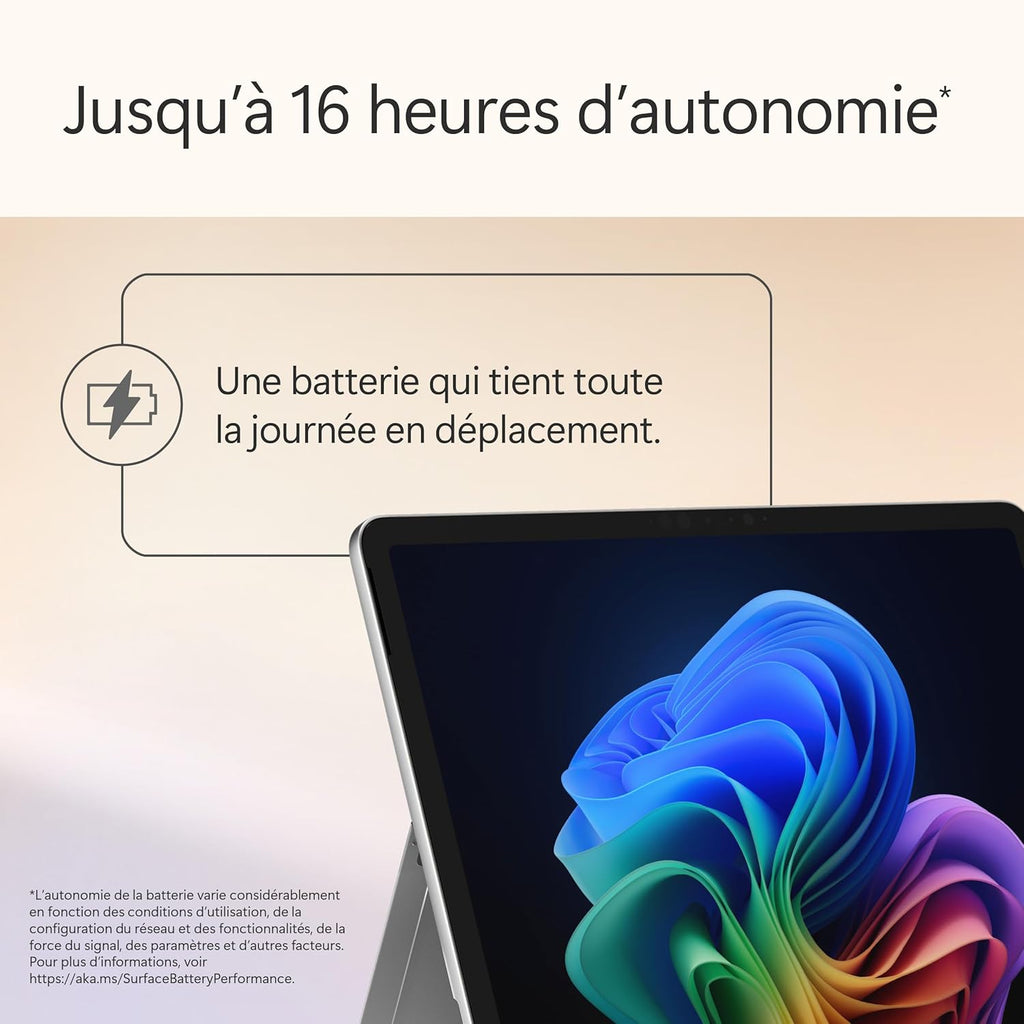 Microsoft Surface Pro | Copilot+ PC | Ecran Tactile LCD 12” | Snapdragon X Plus | 16Go RAM | Stockage 512Go | Dernier Modèle | Platine