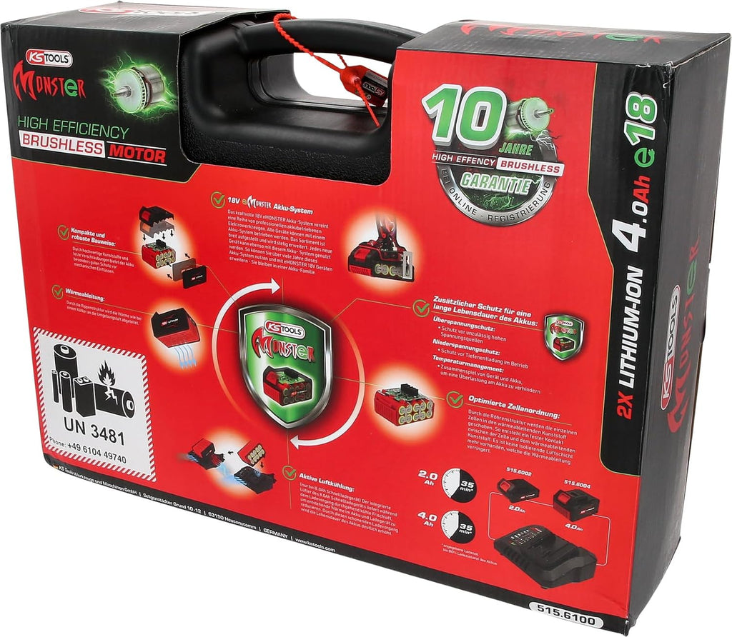 KS Tools 515.6100 eMONSTER Jeu de 9 tournevis à percussion sans fil 1/2"