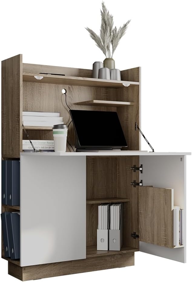 Vicco Secrétaire Bureau Alena, Sonoma/Blanc, 85 x 27 cm