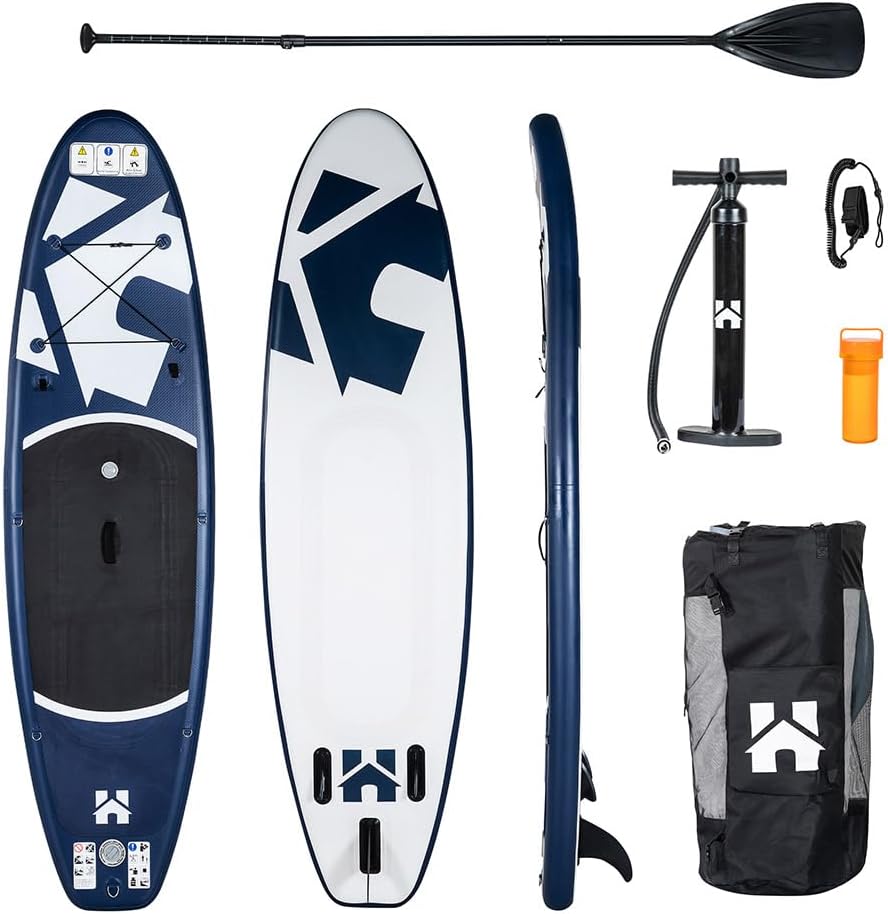 HOME DELUXE Planche de Stand up Paddle - Taille S, Bleu Sup Gonflable pour lac, mer et rivière