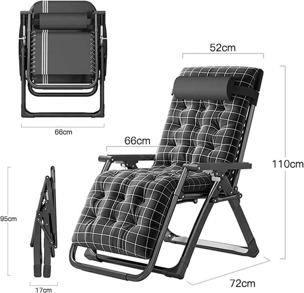 DANNMPX Chaise Longue Chaise Pliante Inclinable Réglable À 2 Positions, Longue avec Oreiller Et Coussin pour Intérieur Extérieur Pliante Relaxation A