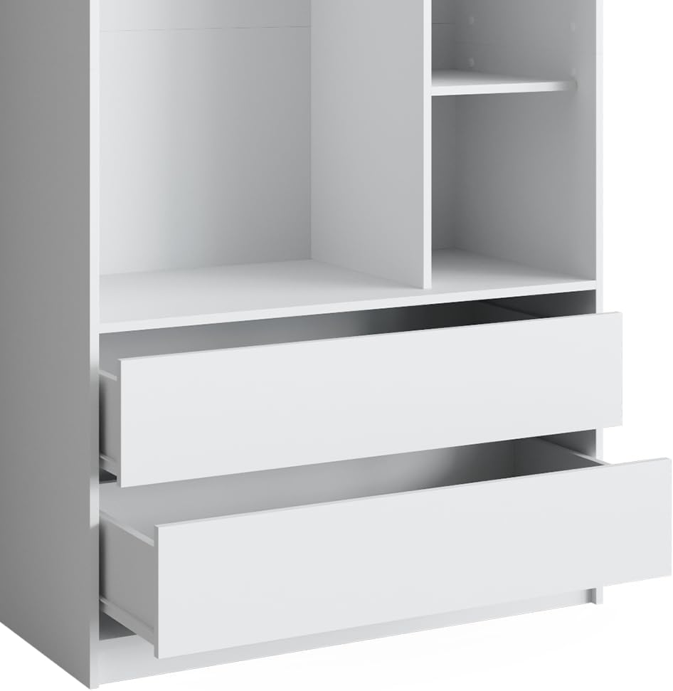 Vicco Armoire pour Enfants Elmo, Blanc, 100 x 200 cm avec 2 tiroirs