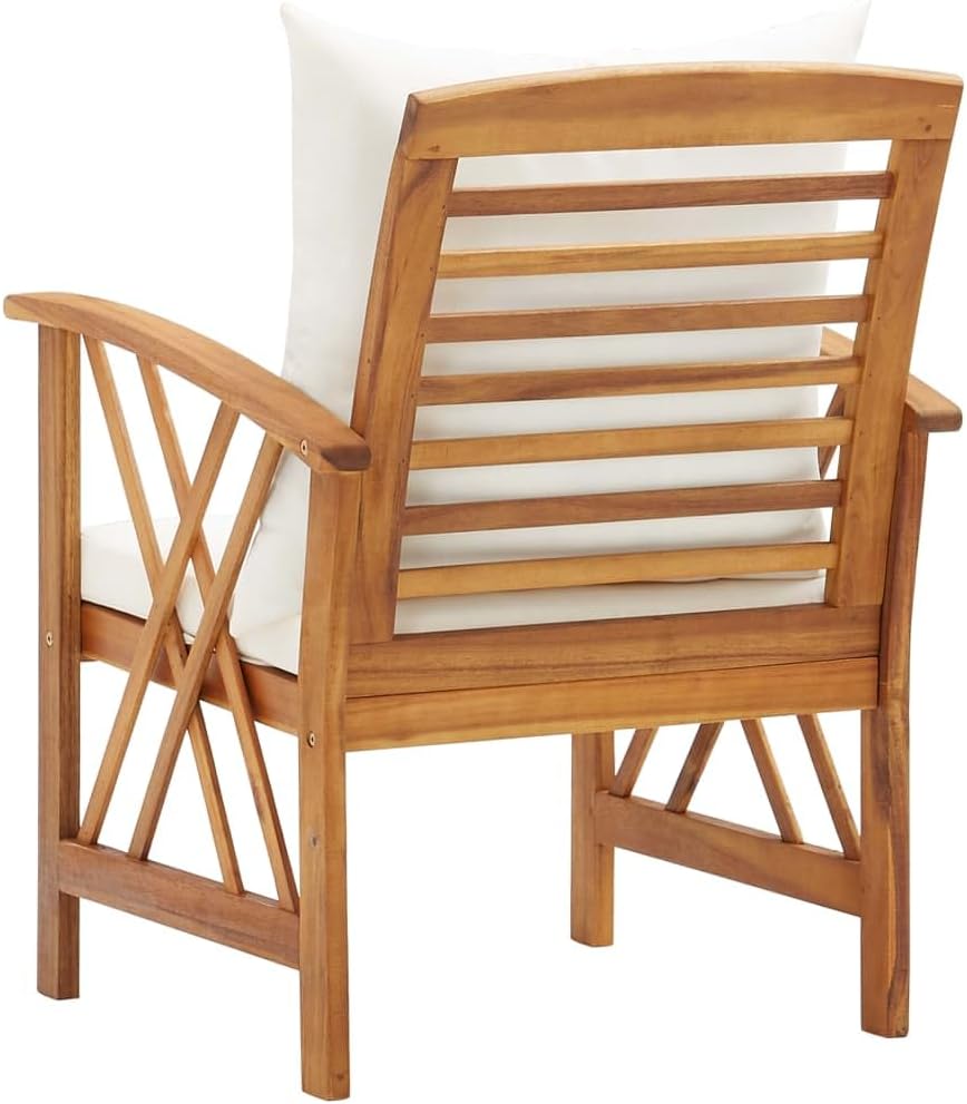 vidaXL 2X Bois d'Acacia Massif Chaises de Jardin avec Coussins Fauteuils de Patio Fauteuils de Jardin Chaises de Terrasse Extérieur Arrière-Cour