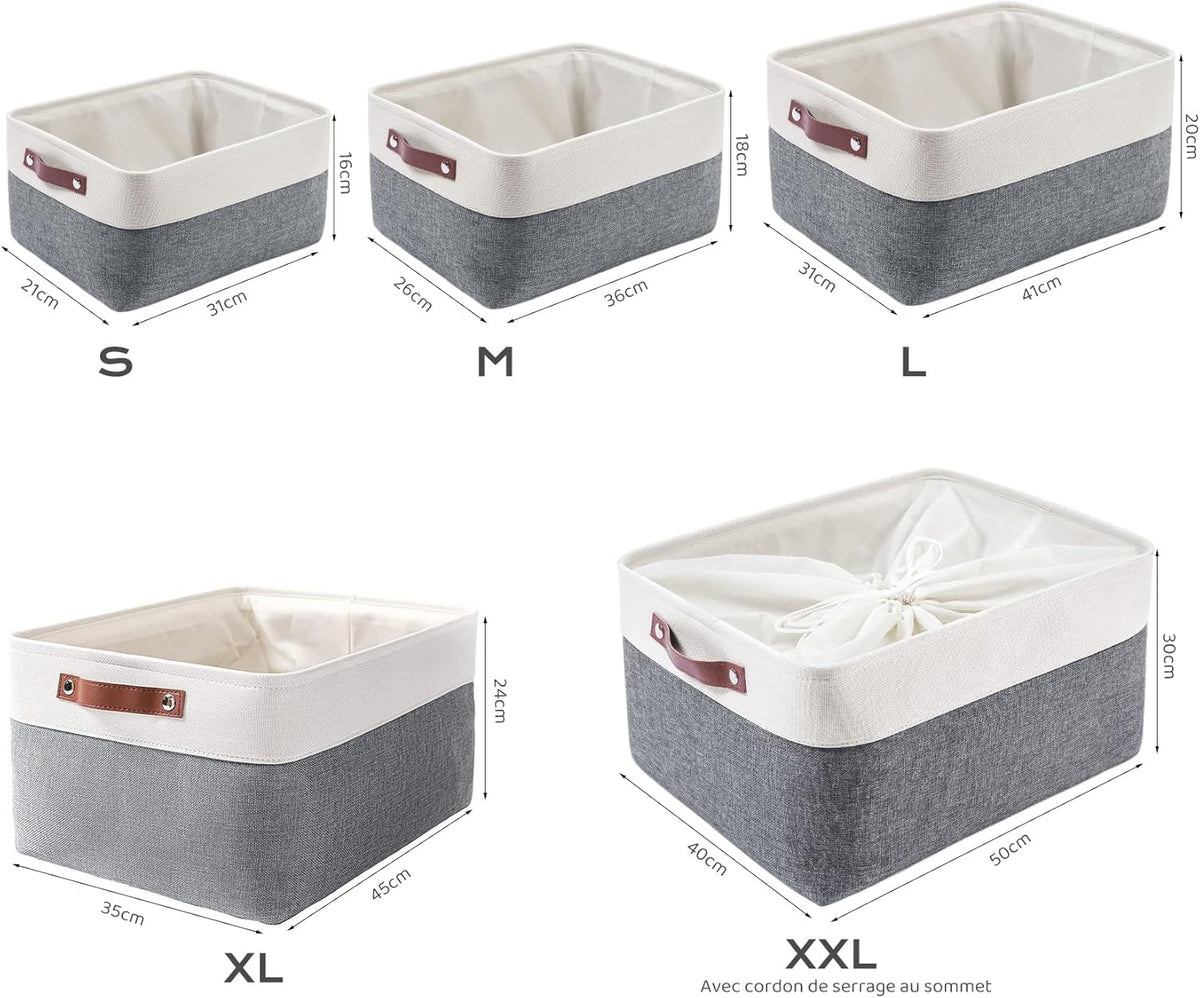 MANGATA Boîte de Rangement en Tissu Tissé, Panier Pliable en Toile Pour Vêtements, Jouets et Étagères, Gris Froid (Jumbo, Lot de 1)