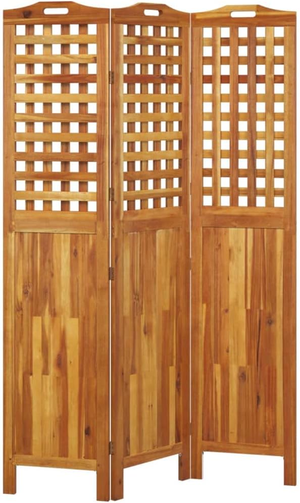 Paravent intérieur 3 Panneaux Pliables, Séparateur de pièce, Ecran d'Intimité Paravent Chambre à Coucher Maison Balcon, 121,5x2x180 cm Bois d'acacia